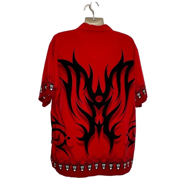 Dragonfly Clothing Company Short Sleeve Button-up Shirt Red and Black Size XL - Picture 2 of 9